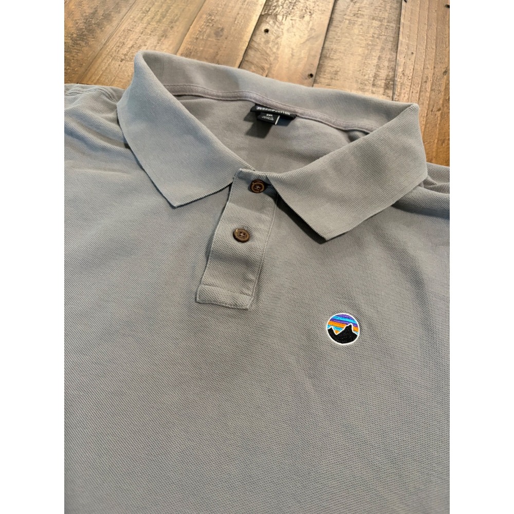 Patagonia Mens 3XL Organic Cotton Short Sleeve Polo Shirt Grey Fitz Roy Logo - Picture 2 of 10